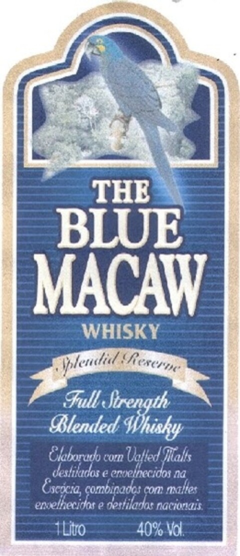 THE BLUE MACAW WHISKY Spendid Reserve Full Strength Blended Whisky Logo (EUIPO, 30.01.2006)