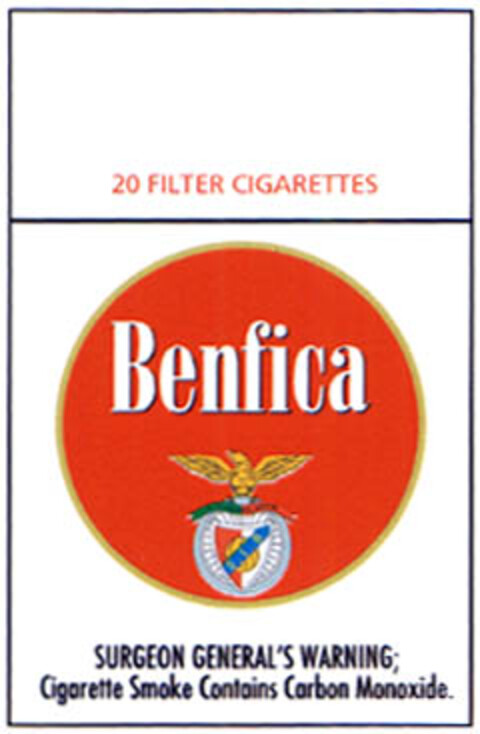 Benfica 20 FILTER CIGARETTES SURGEON GENERAL'S WARNING: Cigarete Smoke contains Carbon Monoxide. Logo (EUIPO, 02.03.2006)