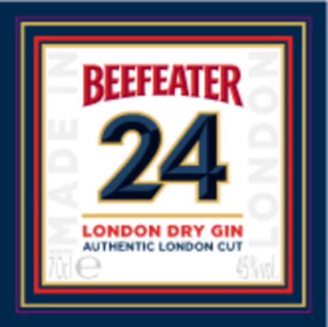 BEEFEATER 24 LONDON DRY GIN AUTHENTIC LONDON CUT MADE IN LONDON 70cl e 45%vol. Logo (EUIPO, 02.04.2008)
