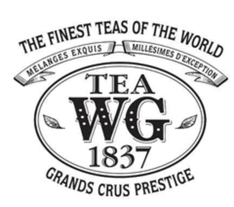 TEA WG 1837, THE FINEST TEAS OF THE WORLD, MELANGES EXQUIS, MILLESIMES D’EXCEPTION’, GRANDS CRUS PRESTIGE’ Logo (EUIPO, 04/09/2015)