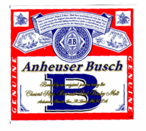 AB Anheuser Busch B GENUINE Logo (EUIPO, 04/01/1996)