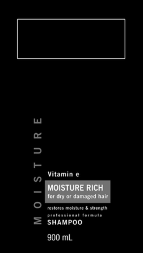 MOISTURE Vitamin e MOISTURE RICH for dry or damaged hair restores moisture & strength professional formula SHAMPOO 900 mL Logo (EUIPO, 01.06.2009)