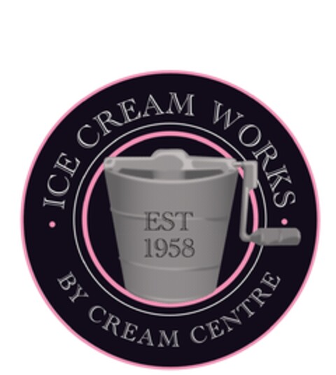 ICE CREAM WORKS BY CREAM CENTRE EST 1958 Logo (EUIPO, 06/25/2012)