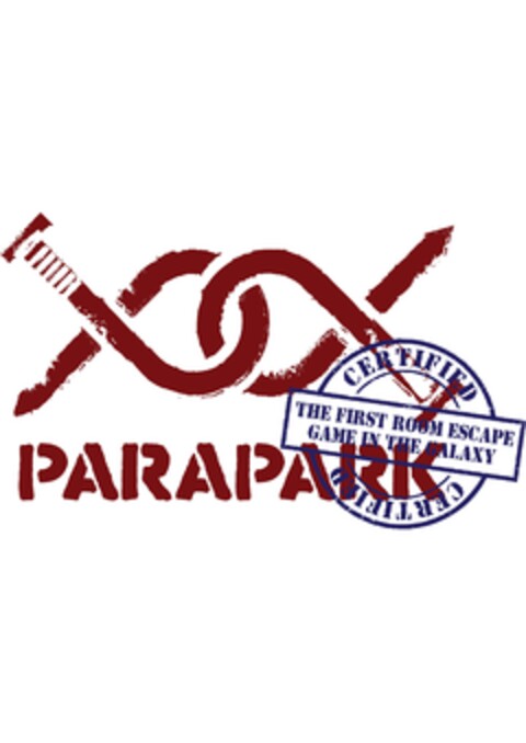 PARAPARK
CERTIFIED
THE FIRST ROOM ESCAPE GAME IN THE GALAXY Logo (EUIPO, 16.04.2013)