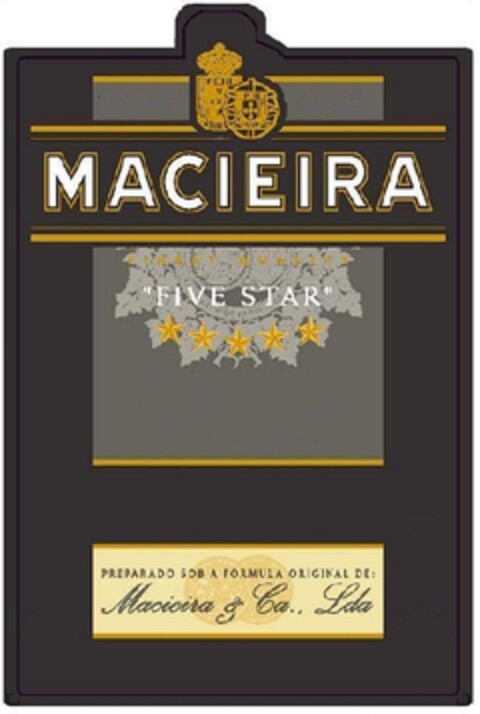 MACIEIRA FIVE STAR PREPARADO SOB A FÓRMULA ORIGINAL DE: Macieira & Ca. Lda Logo (EUIPO, 07/23/2009)