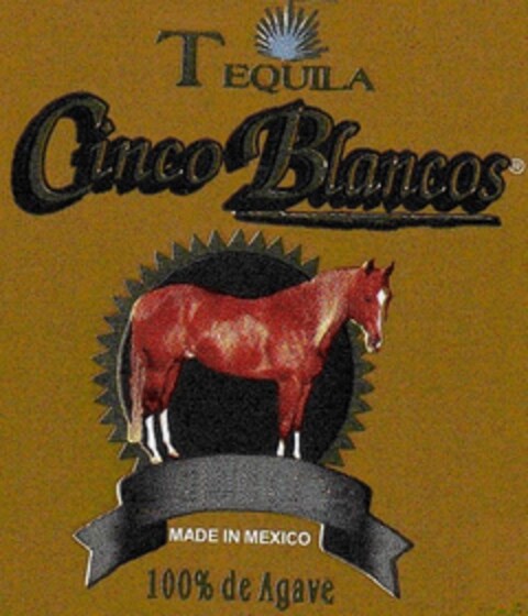 tequila cinco blancos made in mexico 100% de Agave Logo (EUIPO, 02/10/2011)