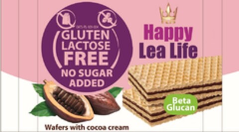 OATS - PL - 109-004 GLUTEN LACTOSE FREE NO SUGAR ADDED Wafers with cocoa cream Happy Lea Life Beta Glucan Logo (EUIPO, 27.03.2023)