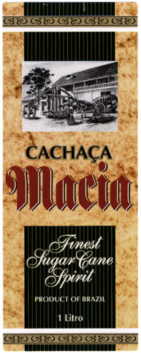 CACHAÇA Macia Finest Sugar Cane Spirit PRODUCT OF BRAZIL 1 Litro Logo (EUIPO, 09/05/2005)