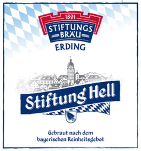 1891 STIFTUNGSBRÄU ERDING Stiftung Hell Gebraut nach dem bayerischen Reinheitsgebot Logo (EUIPO, 22.03.2018)