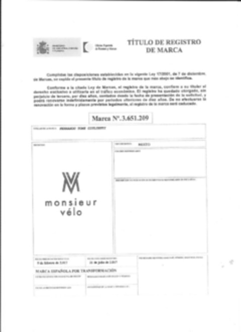 monsieur vélo Logo (EUIPO, 21.04.2021)