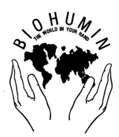 BIOHUMIN THE WORLD IN YOUR HAND Logo (EUIPO, 04/01/1996)