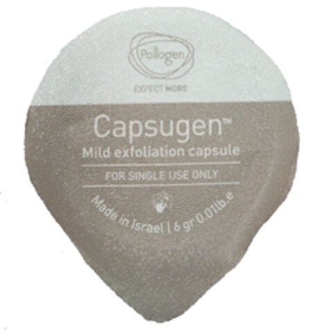 CAPSUGEN Pollogen expect more mild exfoliation FOR SINGLE USE ONLY Made in Israel / 6 gr. 0.01lb.e Logo (EUIPO, 02/15/2018)