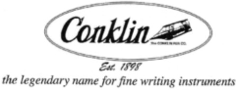 CONKLIN THE CONKLIN PEN CO. EST. 1898 THE LEGENDARY NAME FOR FINE WRITING INSTRUMENTS Logo (EUIPO, 07.06.2018)