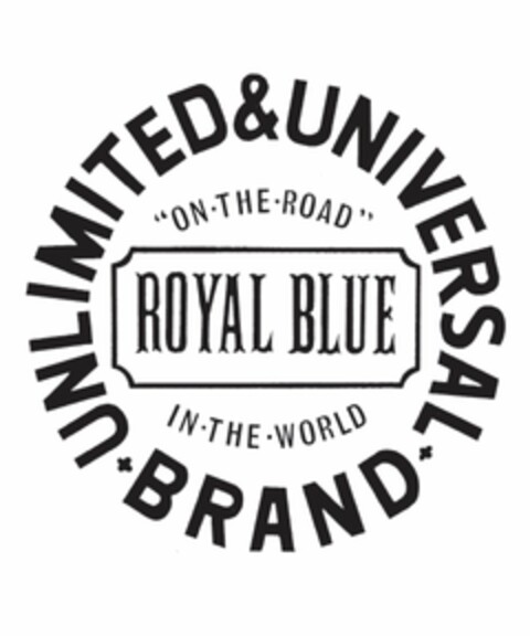 UNLIMITED & UNIVERSAL BRAND ON THE ROAD IN THE WORLD ROYAL BLUE Logo (EUIPO, 26.11.2014)