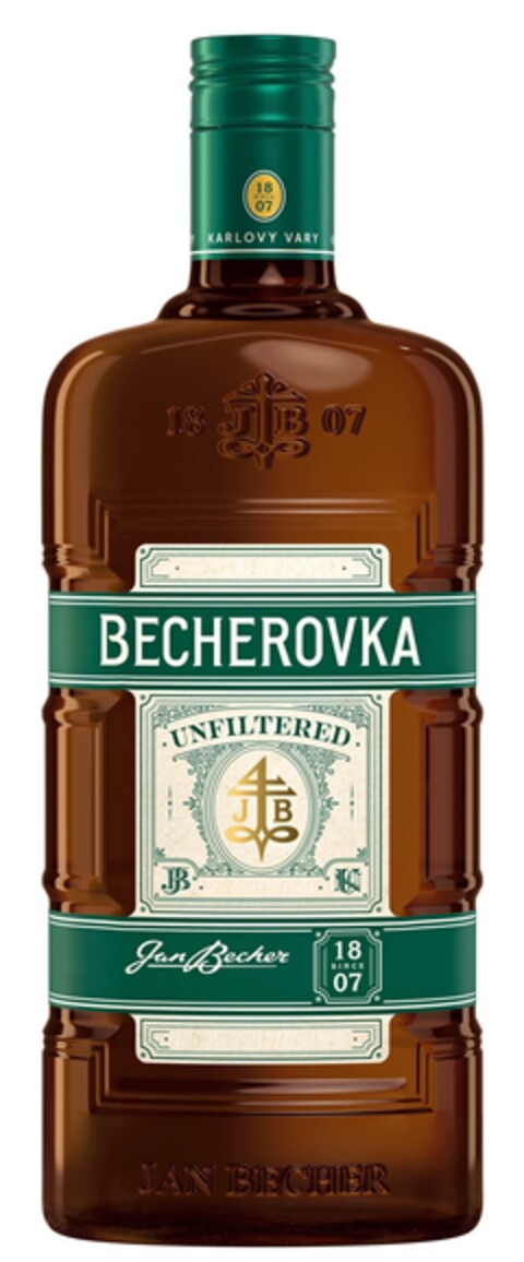 BECHEROVKA UNFILTERED since 1807 Karlovy Vary JB Jan Becher Logo (EUIPO, 17.05.2019)