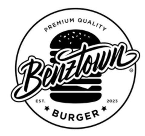 Benztown PREMIUM QUALITY BURGER EST. 2023 Logo (EUIPO, 18.04.2023)