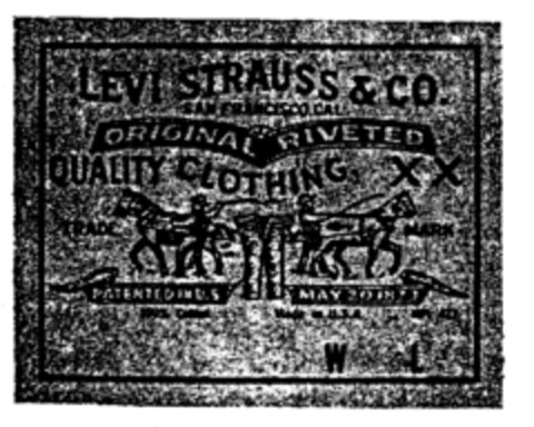 LEVI STRAUSS & CO. ORIGINAL RIVETED QUALITY CLOTHING Logo (EUIPO, 01.04.1996)