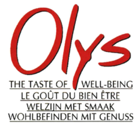 Olys THE TASTE OF WELL-BEING LE GOÛT DU BIEN ÊTRE WELZIJN MET SMAAK WOHLBEFINDEN MIT GENUSS Logo (EUIPO, 31.03.2005)