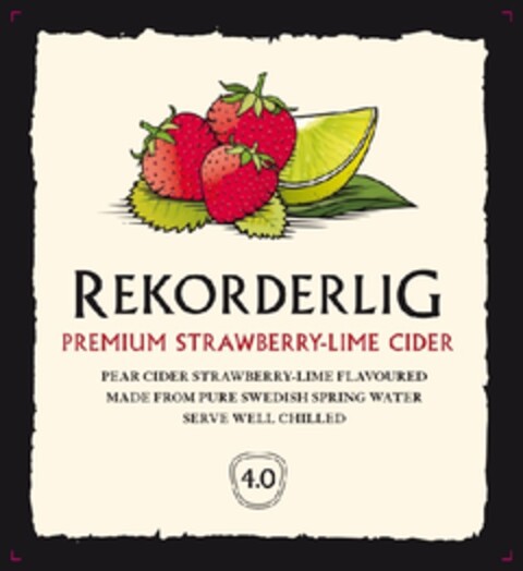 REKORDERLIG Premium Strawberry-Lime Cider Logo (EUIPO, 08/27/2013)