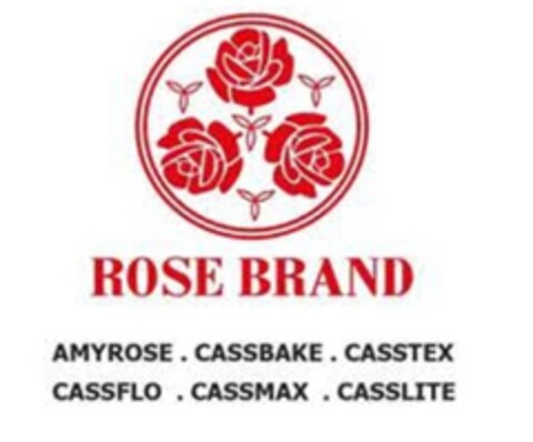 ROSE BRAND AMYROSE.CASSBAKE.CASSTEX CASSFLO.CASSMAX.CASSLITE Logo (EUIPO, 25.06.2019)