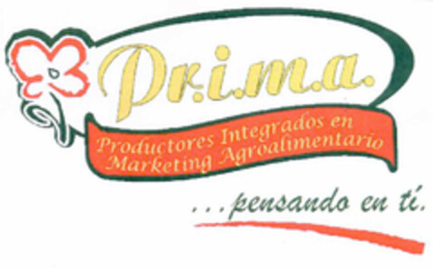 Pr.i.m.a. Productores Integrados en Marketing Agroalimentario ... pensando en tí. Logo (EUIPO, 07.05.2002)