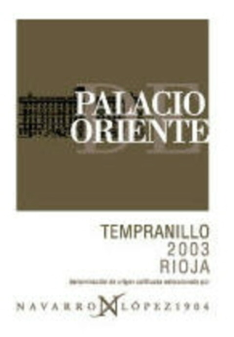 PALACIO DE ORIENTE TEMPRANILLO 2003 RIOJA NAVARRO LOPEZ 1904 Logo (EUIPO, 20.02.2004)