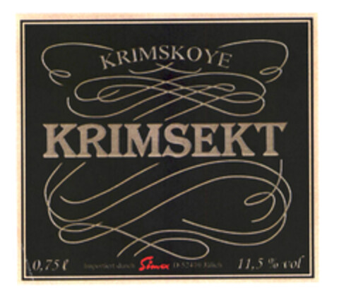 KRIMSKOYE KRIMSEKT 0,75l Importiert Jurch Simex D-52410 Jülich 11,5 % vol Logo (EUIPO, 03/04/2004)