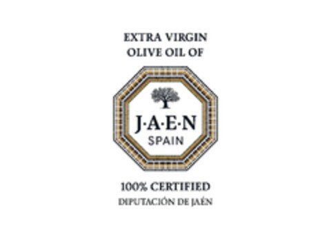 EXTRA VIRGIN OLIVE OIL OF JAEN SPAIN 100% CERTIFIED DIPUTACIÓN DE JAÉN Logo (EUIPO, 09.08.2018)