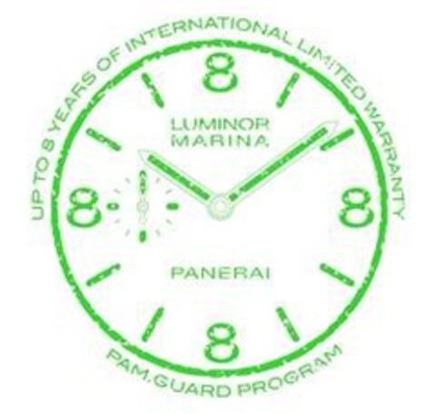 LUMINOR MARINA PANERAI. UP TO 8 YEARS OF INTERNATIONAL LIMITED WARRANTY PAM.GUARD PROGRAM Logo (EUIPO, 12/20/2019)