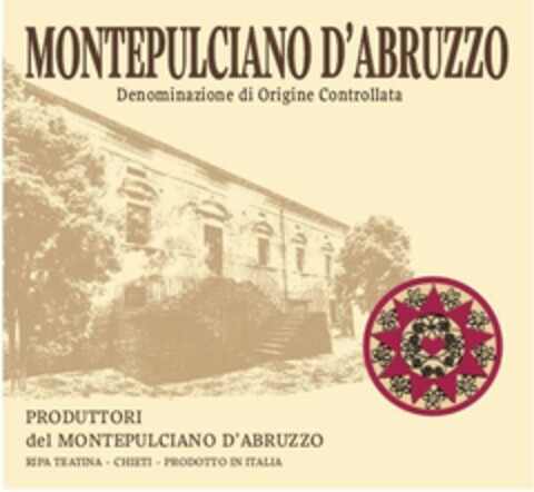 MONTEPULCIANO D'ABRUZZO DENOMINAZIONE DI ORIGINE CONTROLLATA PRODUTTORI DEL MONTEPULCIANO D'ABRUZZO RIPA TEATINA - CHIETI - PRODOTTO IN ITALIA Logo (EUIPO, 11/27/2020)