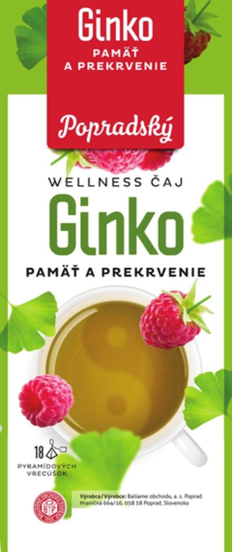 Popradský WELLNES ČAJ GINKO PAMÄŤ A PREKRVENIE Logo (EUIPO, 29.07.2016)