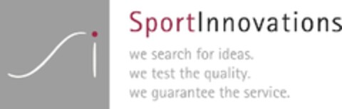 SportInnovations we search for ideas. we test the quality. we guarantee the service. Logo (EUIPO, 03/22/2013)