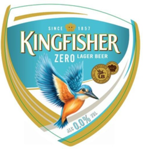 SINCE 1857 KINGFISHER ZERO LAGER BEER (KINGFISHER THE KING OF GOOD TIMES) (KINGFISHER BEER) ALC 0.0 % VOL Logo (EUIPO, 02.02.2024)
