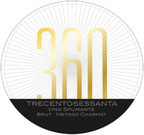 360 TRECENTOSESSANTA VINO SPUMANTE BRUT · METODO CHARMAT Logo (EUIPO, 10/09/2020)