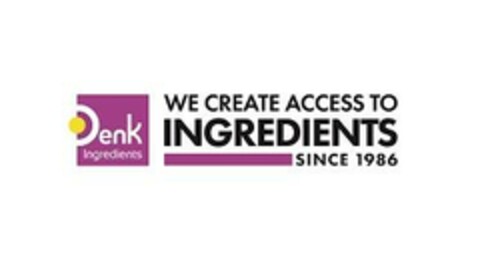 Denk Ingredients WE CREATE ACCESS TO INGREDIENTS SINCE 1986 Logo (EUIPO, 12/04/2023)