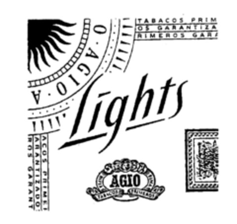 Lights AGIO TABACOS PRIMEROS O.AGIO.A TABACOS PRIM OS GARANTIZA RIMEROS GARA ACOS PRIME ARANTIZADO ROS GARANT Logo (EUIPO, 12.12.2000)