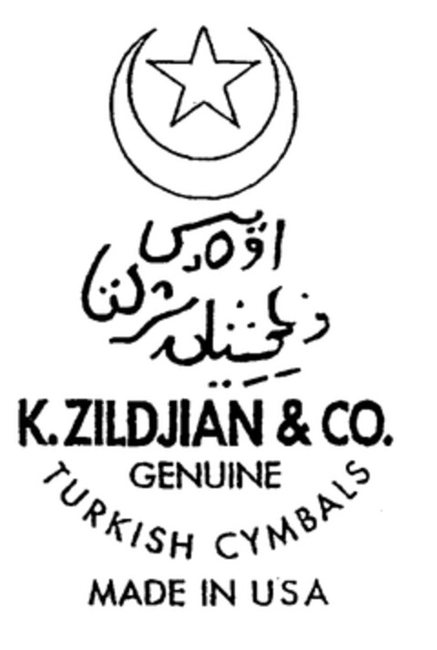 K.ZILDJIAN & CO. GENUINE TURKISH CYMBALS MADE IN USA Logo (EUIPO, 05.02.2002)