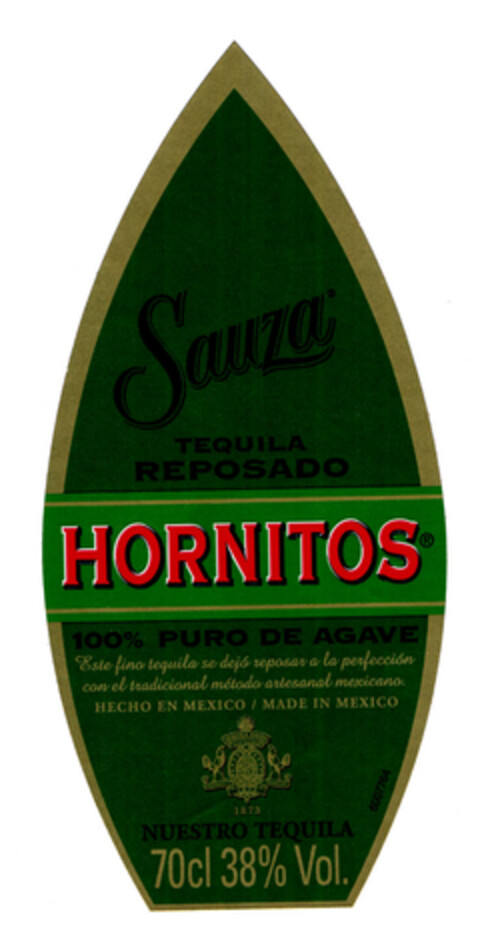 Sauza TEQUILA REPOSADO HORNITOS 100% PURO DE AGAVE NUESTRO TEQUILA 70cl 38% Vol. Logo (EUIPO, 07/03/2008)