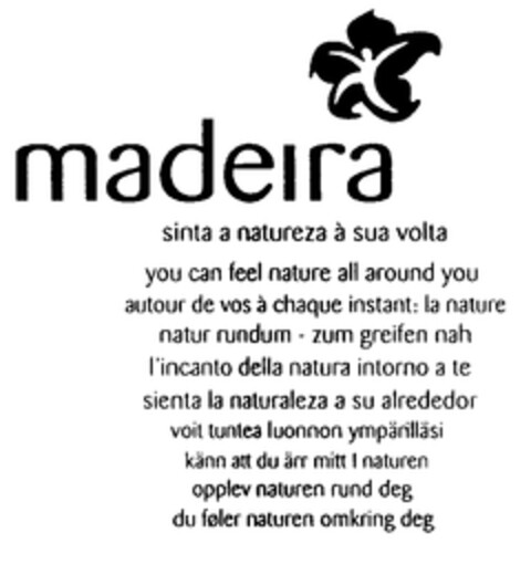 madeira sinta a natureza à sua volta you can feel nature all around you autour de vos à chaque instant: la nature natur rundum-zum greifen nah l'incanto della natura intorno a te sienta la naturaleza a su alrededor Logo (EUIPO, 27.03.2002)