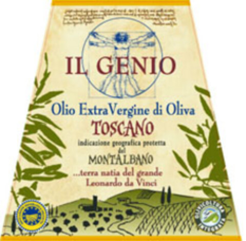 IL GENIO Olio Extra Vergine di Oliva TOSCANO MONTALBANO terra nativa del grande Leonardo da Vinci Logo (EUIPO, 04.05.2007)