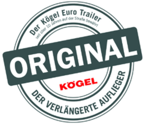 Der Kögel Euro Trailer seit über 10 Jahren auf der Straße bewährt ORIGINAL KÖGEL DER VERLÄNGERTE AUFLIEGER Logo (EUIPO, 03/13/2017)