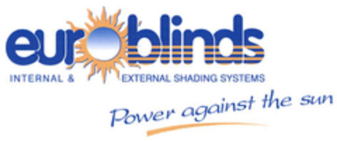 euroblinds INTERNAL & EXTERNAL SHADING SYSTEMS Power against the sun Logo (EUIPO, 08/25/2006)