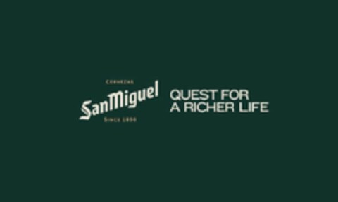 CERVEZAS SAN MIGUEL SINCE 1890 QUEST FOR A RICHER LIFE Logo (EUIPO, 10/01/2020)