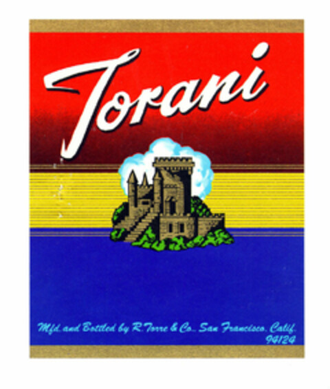 Torani Mfd. and Bottled by R. Torre & Co.. San Francisco. Calif. 94124 Logo (EUIPO, 23.10.1997)