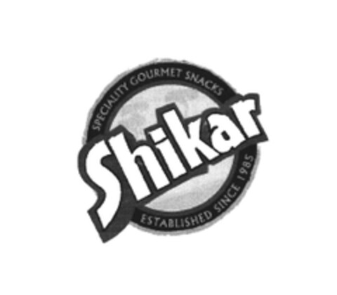 SPECIALITY GOURMET SNACKS ESTABLISHED SINCE 1985 Shikar Logo (EUIPO, 20.06.2005)