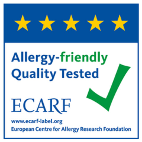 Allergy-friendly Quality Tested ECARF www.ecarf-label.org European Centre for Allergy Research Foundation Logo (EUIPO, 07.08.2014)