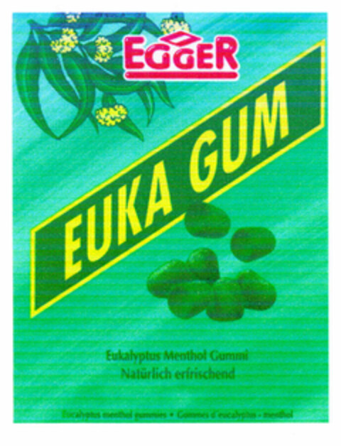 EUKA GUM EGGER Eukalyptus Menthol Gummi Natürlich erfrischend Logo (EUIPO, 11/26/2001)