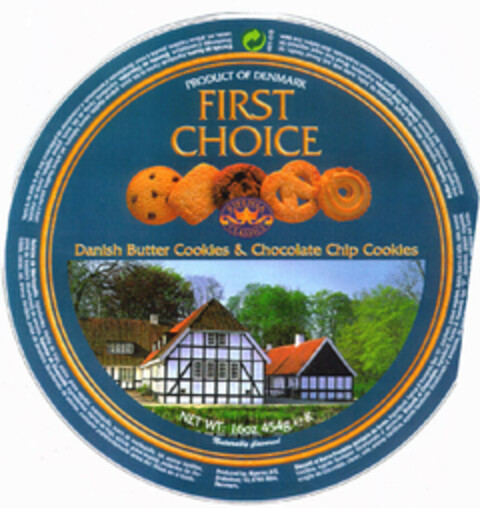 FIRST CHOICE Danish Butter Cookies & Chocolate Chip Cookies Logo (EUIPO, 23.10.2000)