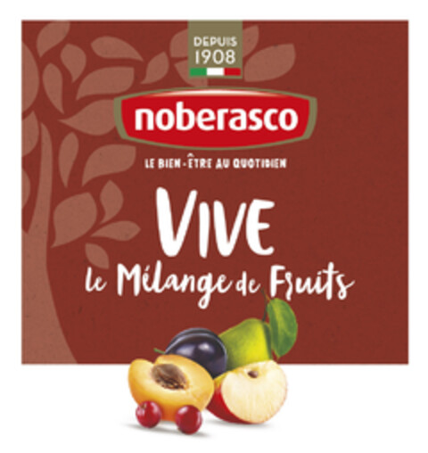 DEPUIS 1908 NOBERASCO LE BIEN ETRE AU QUOTIDIEN VIVE LE MELANGE DES FRUITS Logo (EUIPO, 26.02.2019)