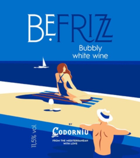 BE FRIZZ Bubbly white wine by CODORNÍU from the mediterranean with love Logo (EUIPO, 12/11/2020)